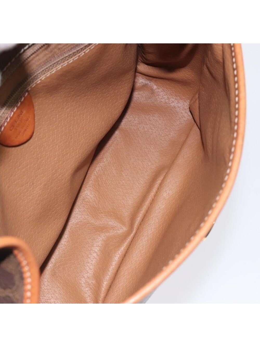 Authentic CELINE Macadam Canvas Circle Shoulder Bag PVC Leather Brown Gold - Picture 2 of 16